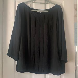 Loft XL long sleeve pleated front black top